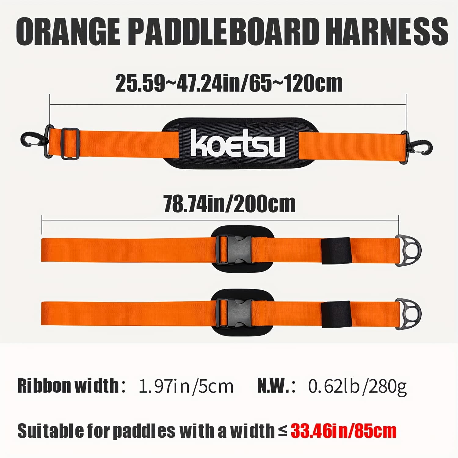 TEMU Koetsu Adjustable Sup Paddleboard Shoulder Strap, Available In Yellow, Blue, And Orange, Stylish And , Comfortable & Durable, Ideal Transport Accessory For Paddleboards