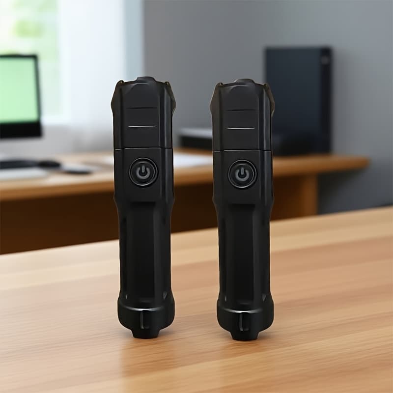 TEMU Rechargeable Flashlight, 3 Lighting , Usb Rechargeable, Abs Material, Compact, Portable Led Light For , Fishing, Hunting, Cycling, Hiking Emergencies