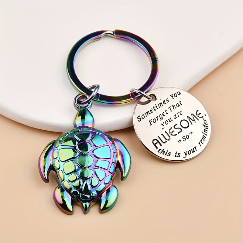 TEMU A Keychain With An Inspirational Quote Pendant, Fashionable Alloy Turtle Pendant, Suitable For Backpacks, Handbags, And Gifts