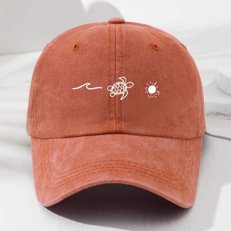 TEMU New Summer Trendy Unisex Hats Featuring Wave And Turtle Prints, Designed For, , And Adjustable For Outdoor Sports And Leisure Activities