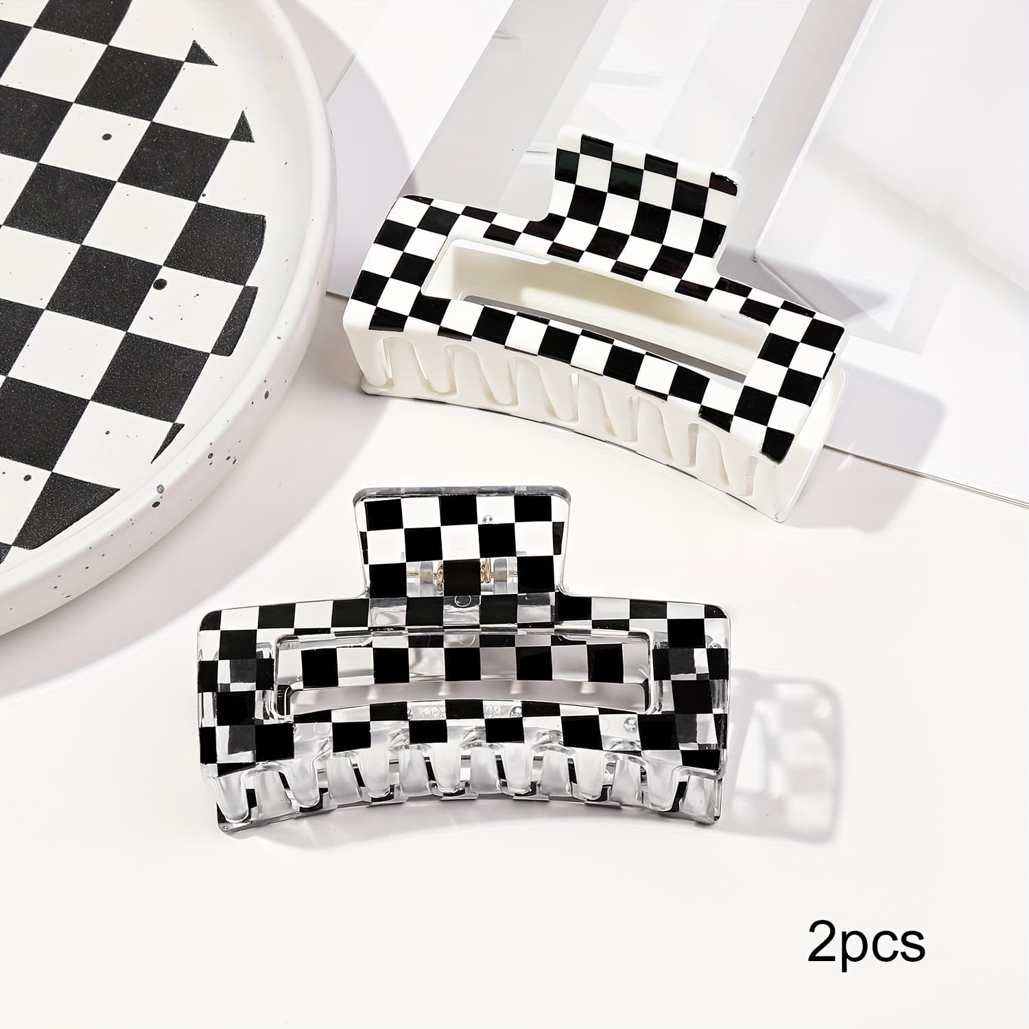TEMU 2pcs Elegant Pattern Hair Claw Clips, Fashionable Shark Clip Hair Accessories For Women