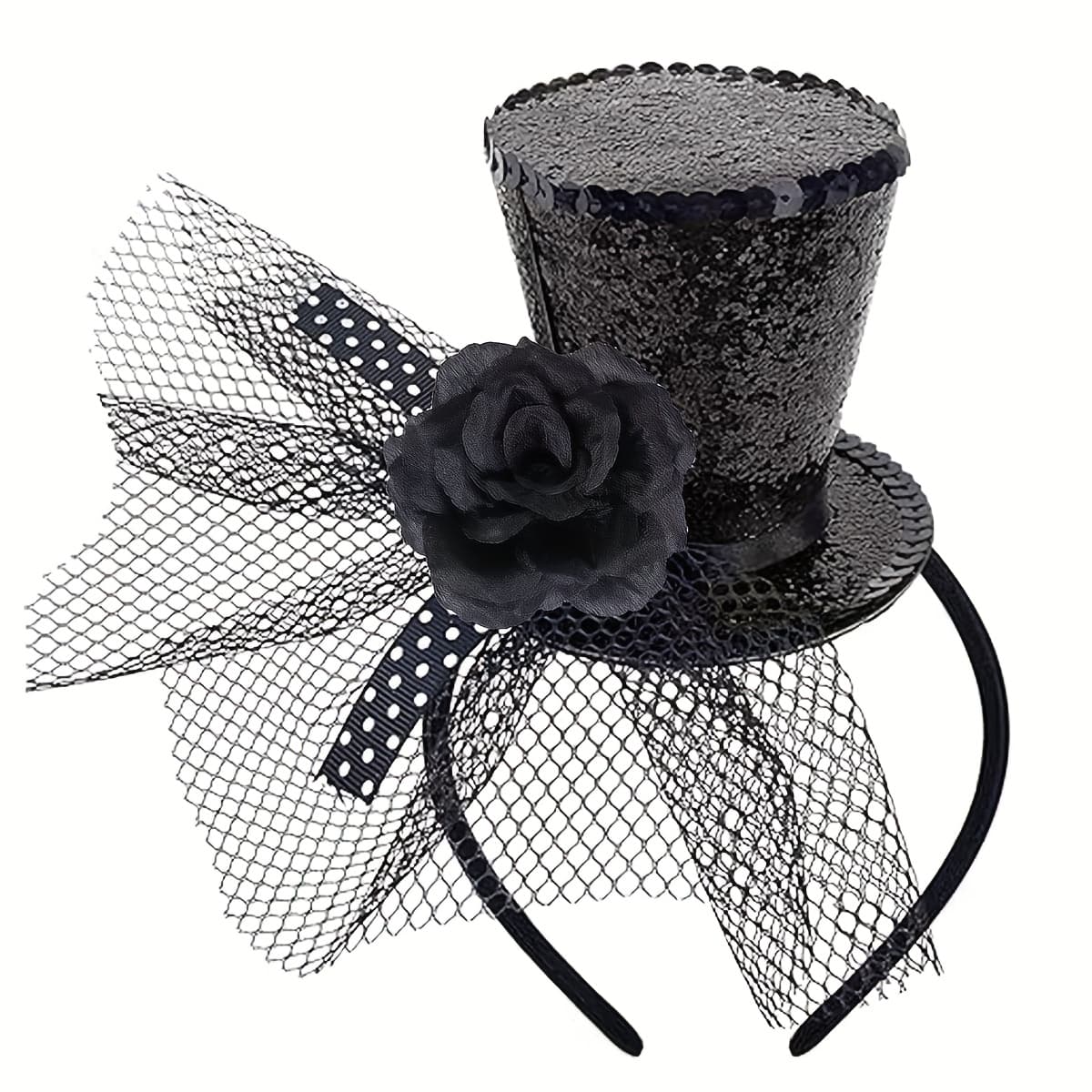 TEMU Women's Elegant Hat With Bow & Decor - Lightweight Plastic For, Suitable For , Bbqs, Themed Events - -free, Comfortable Wearable Accessory