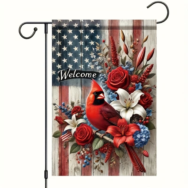 TEMU 1pc Patriotic Flag - 18x12 Inch, Vibrant Red & American , Durable Polyester Outdoor Yard Decor, Fade-resistant & Double-stitched Edges, No Pole Included, Outside Deco