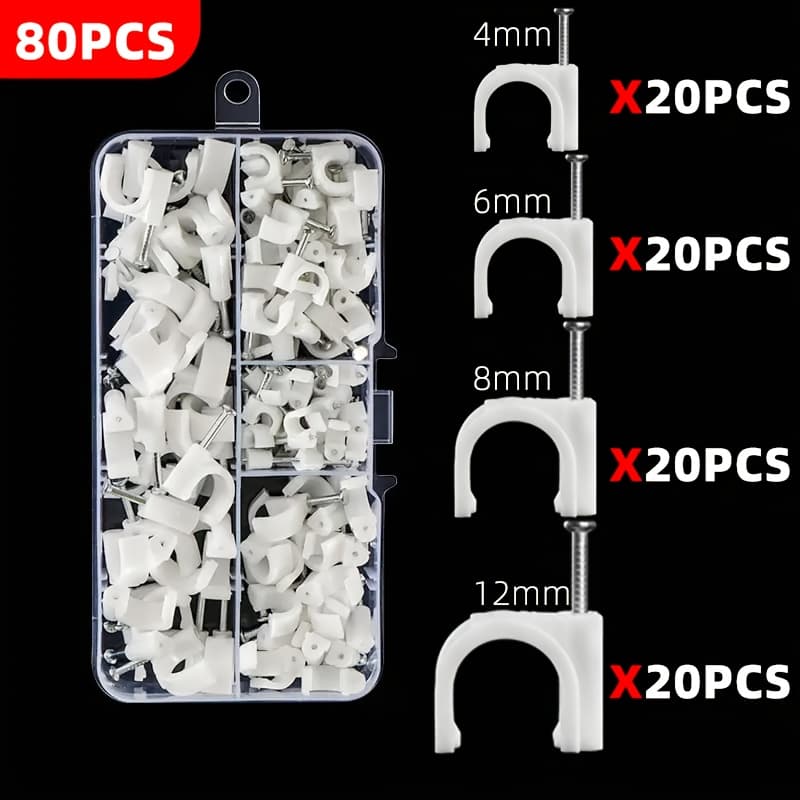 TEMU 80-140pcs Cable Clips, 4/6/8/10/12 Combinations, Suitable For Home And Office Cable Management, Cable Storage, And Wire Storage