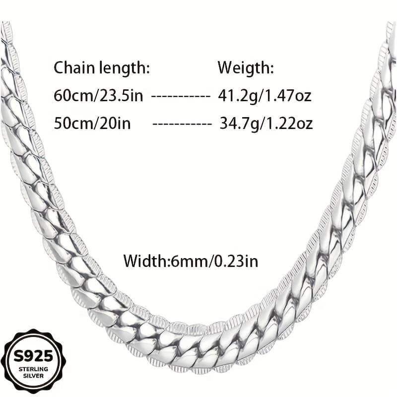 TEMU 925 Sterling Silvery Cut Miami Cuban Chain, Necklace Width 6mm, Men And Women, Fashion Trend Hip Hop Personality, Suitable For Daily, Party, , For Husband , Festivals, Gift Box