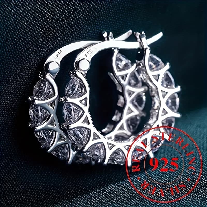 TEMU Beautiful Hypoallergenic Earrings Made Of 925 Sterling Silver, Featuring Zirconia , Perfect For Elegant And Luxurious Wedding Gifts For Women