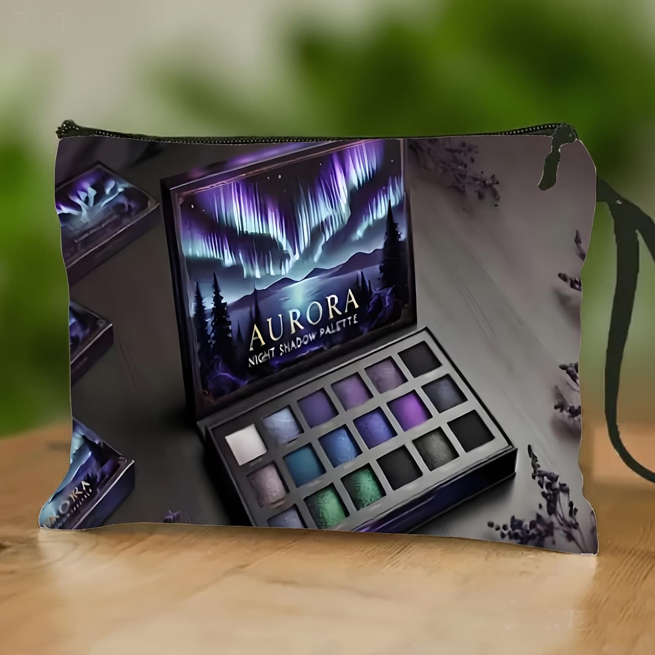TEMU Aurora Eyeshadow Theme Convenient Makeup Bag Fashion Toiletry Bag Starry Wrist Pouch