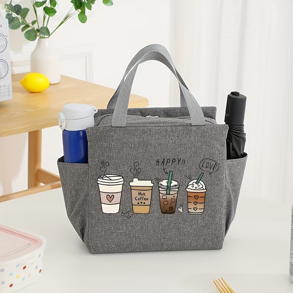 TEMU 2024 Fashion Handbag - Large Capacity, Double Layer Handbag With Zipper Closure, Suitable For Women's Work And Daily Use, Durable Polyester Fiber, Gray