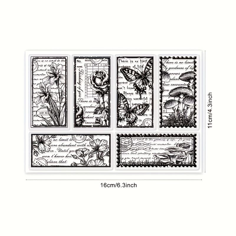 TEMU 1pc Vintage Flower Stamp Card For Scrapbooking Transparent Stamps Art Supplies