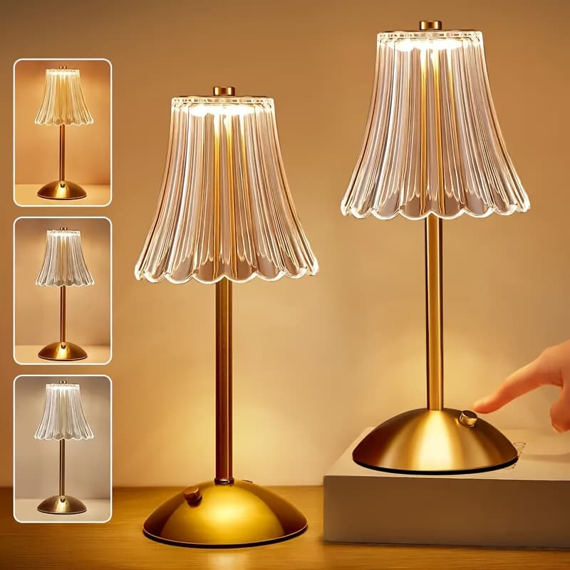 TEMU Crystal Cordless Table Lamps-1/2pcs Rechargeable Vintage Led Desk Lamp With Usb Port, 3 Color Led Small Portable Touch Lamp For Bedroom Living Room Home Office
