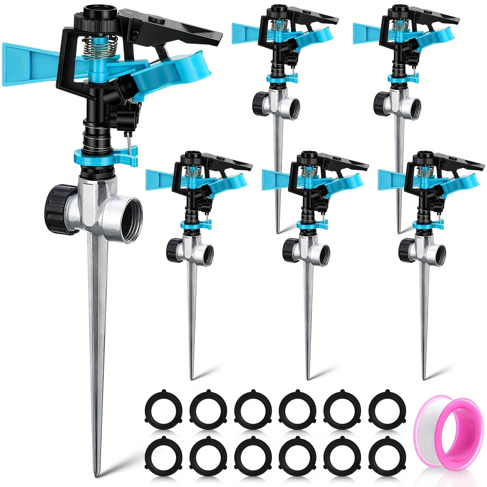 TEMU Lawn Sprinkler Automatic Garden Sprinkler 360 Degree Rotating Water Sprinkler Yard Sprinkler For Lawn Garden Flower Grass Irrigation (6 Pack)