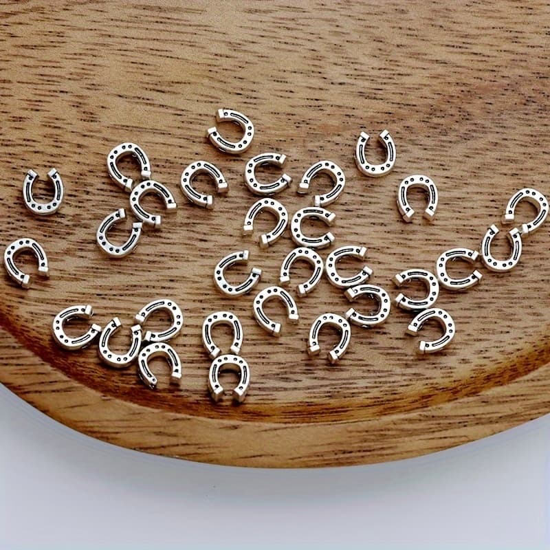 TEMU 30pcs Horseshoe Beads Horseshoe Spacer Bead Horseshoe Charm Alloy Ancient Silvery Tibetan Silvery Making Bracelets Necklaces Horseshoe Beads Hand Made Additions