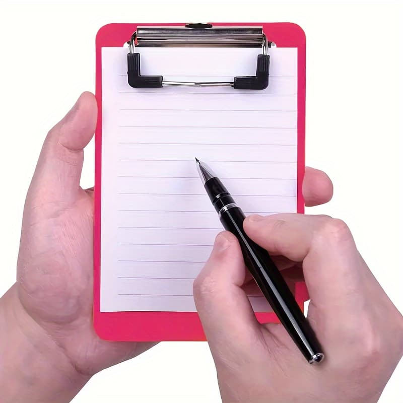 TEMU 1pc Red Durable Pp Plastic Mini Clipboard, Size 4 X 6 Inches, Portable Memo Clip For Receipts And Invoices