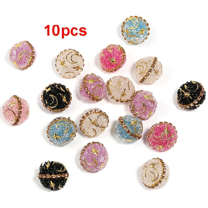 TEMU 10pcs Sparkling Beads Set - Colorful Beads For And Bracelet Making