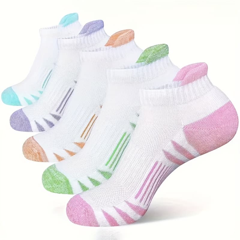 TEMU 10/5 Pairs Compression Ankle Socks - Breathable, Cushioned Sports Lining With Arch Support And Low Cut Design, Suitable For Running And Casual Wear