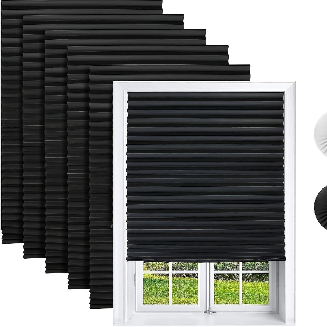 TEMU 6-pack Light Filtering Pleated Paper Shades For Windows, Temporary And Portable Room Darkening Shades With 12 Clips For Travel, No Tools And , Cut To Any Size, 35.59"w*72"h