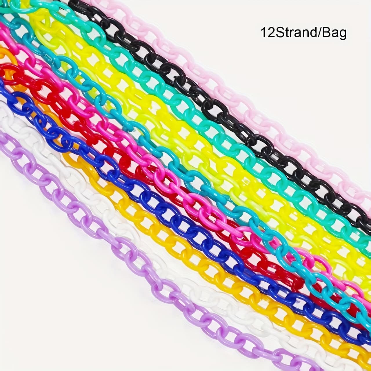 TEMU 12strand/bag Mixed Color Acrylic Chain With At 10 Colors For Making Glasses Bracelets Necklaces Jewelry Chain Additions