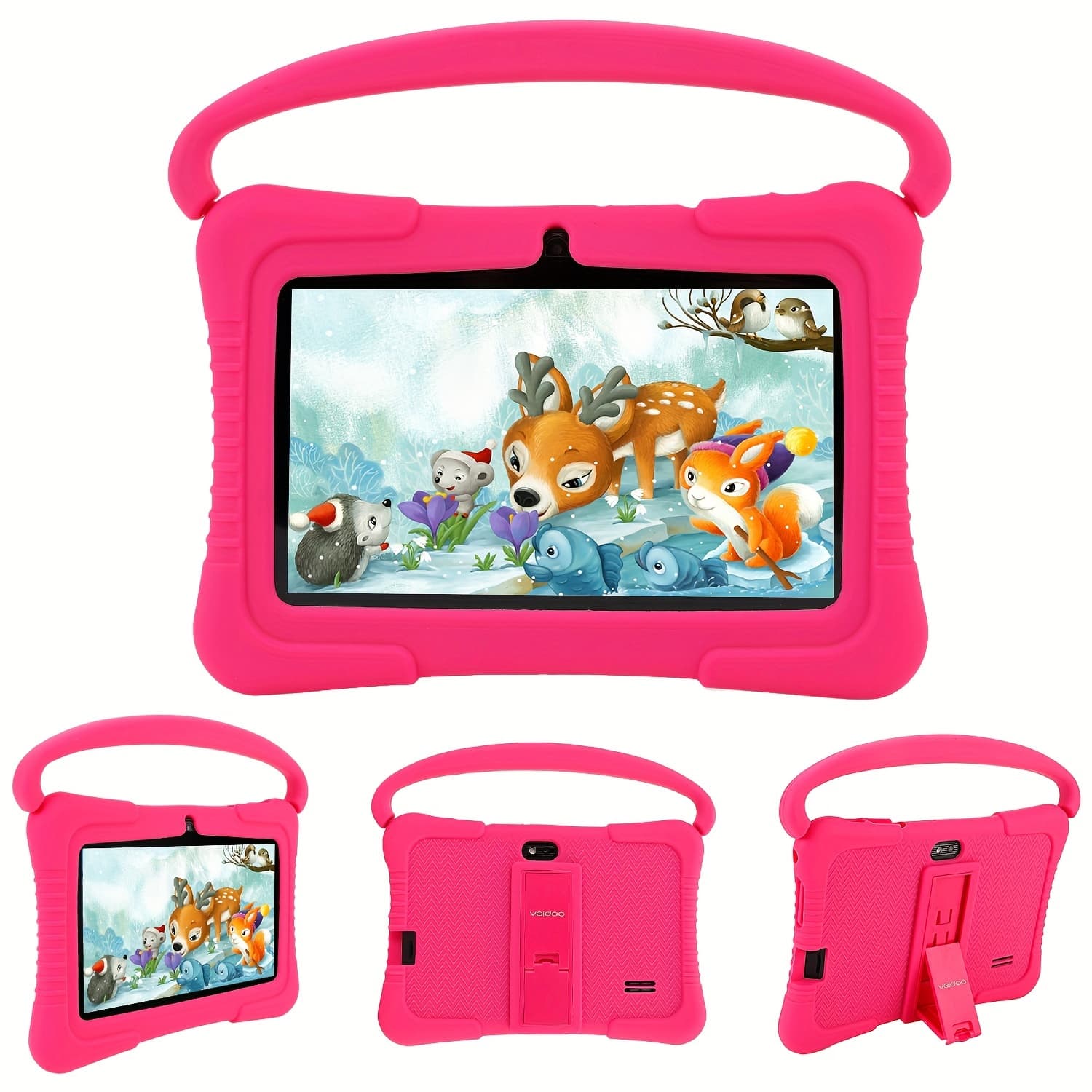 TEMU Veidoo 7-inch Kids Tablet, 1gb 16gb Rom / 2gb + 32gb Rom, Eye-protection Screen, Wifi, Dual Cameras, Educational Games, App, Tablet With Drop-proof Silicone Case (pink)