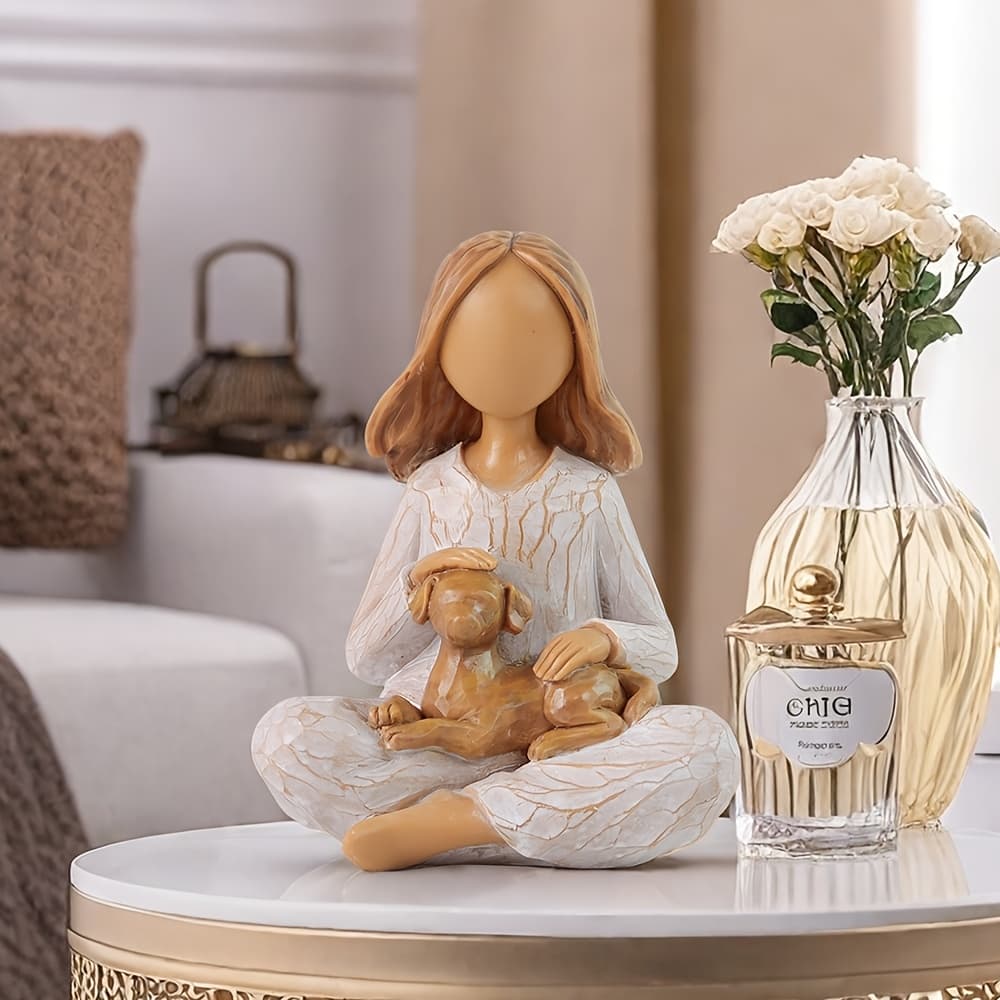 TEMU Resin Carving Figurines|statues Of |remember Their Friendship|dog Memorial Items| Decor Gift. Resin Crafts Collectible Dolls