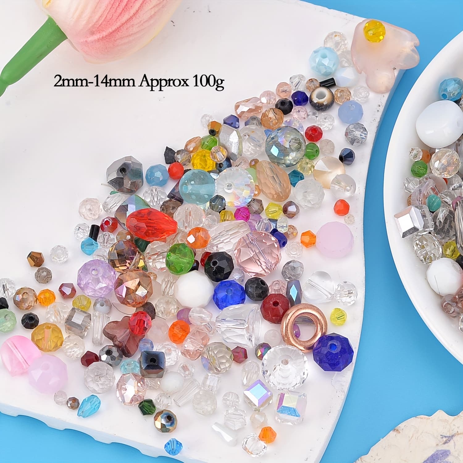 TEMU About 100g Mixed Style Mixed Color Crystal Glass Charms Beads For Jewelry Making Diy Bracelet Necklace Phone Chain Small Business Supplies