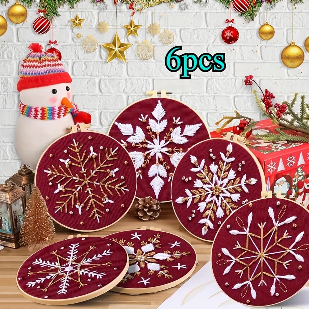 TEMU Set Of 6 Hand-stitched Christmas , Perfect For Decorating Your Home And Rooms During The . Includes An English Guide For Beginners To Help With Christmas Tree Embellishments