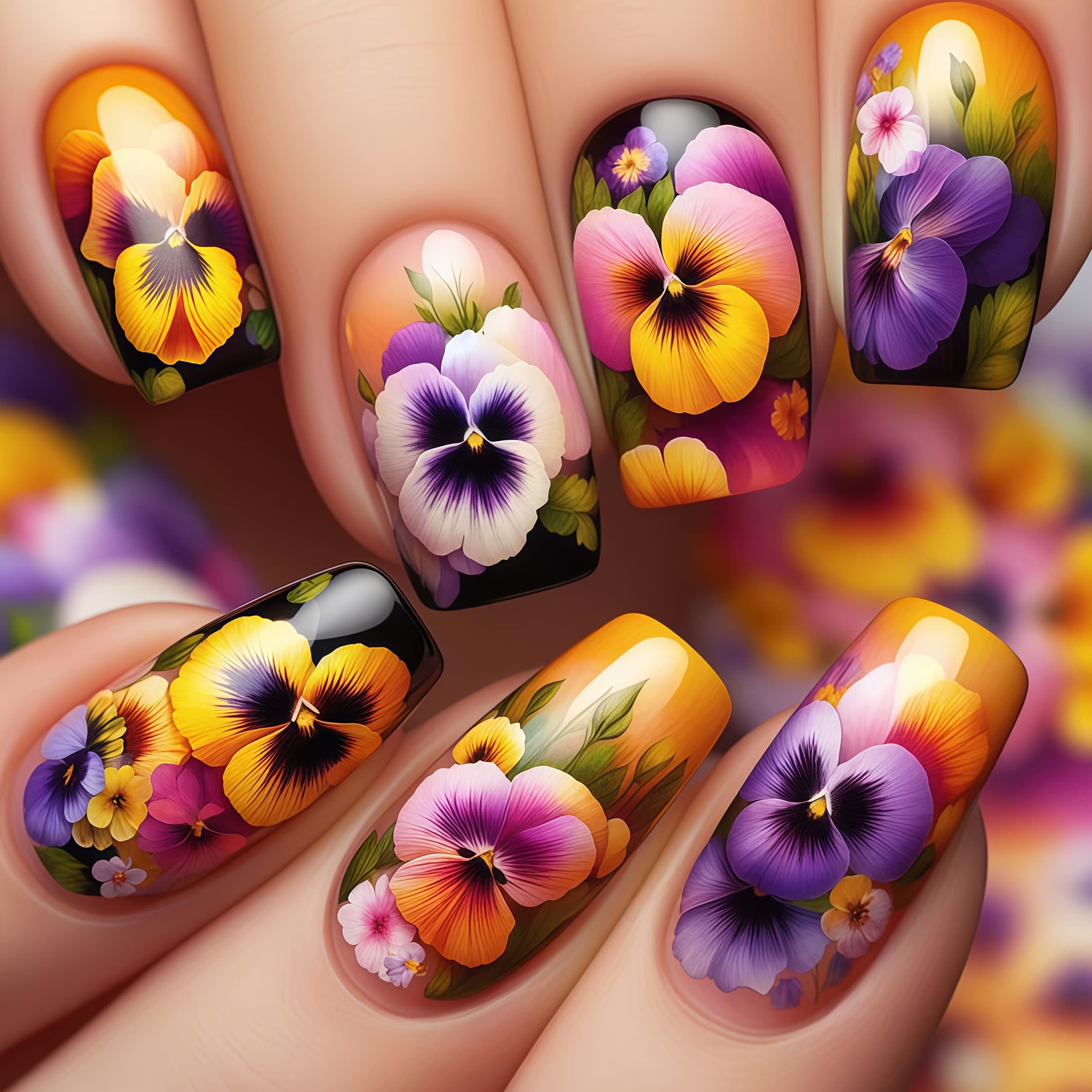 TEMU /summer Hot-selling Multicolor Floral Nail Art