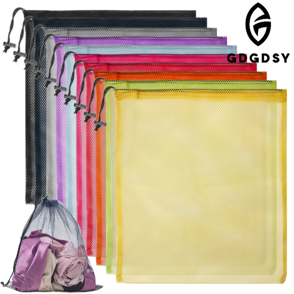 TEMU 10pcs Mesh Drawstring Bags - Multipurpose, Portable, Tear-resistant Laundry Storage Bags For Storage, Travel, Outdoor Activities And Home Use, Laundry Bags