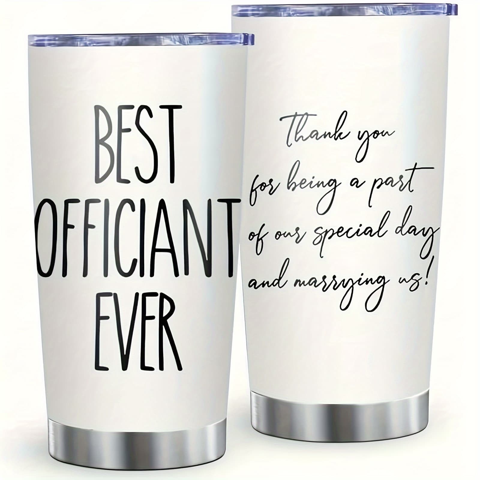 TEMU 1pc 20oz Stainless Steel Tumbler, Insulated Water Bottle With Lid, Double Wall Vacuum Travel Mug - Best Officiant Ever - Perfect For Wedding, Valentine's, , Thanksgiving, Christmas Gift