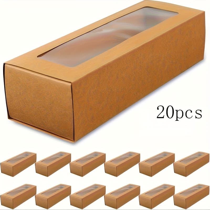 TEMU 200 Macaron Box Flip Window Pvc Pastry And Dessert Packaging Boxes, White Cardboard Biscuit Boxes, Gift Boxes, Candy Boxes, Cake Boxes