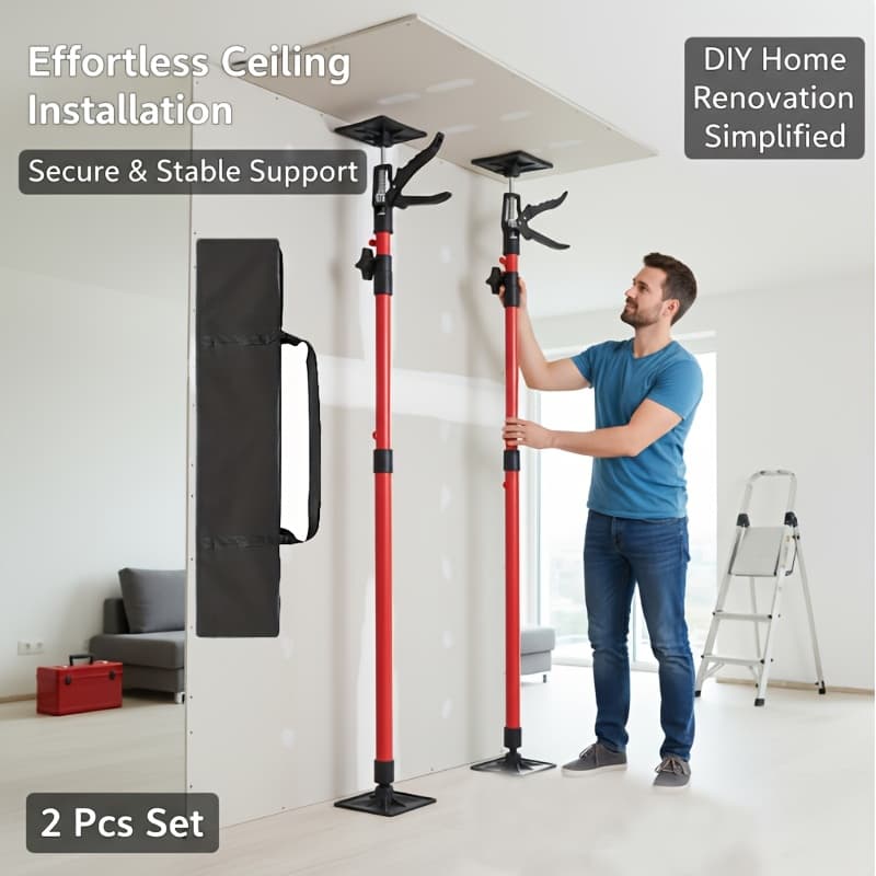 TEMU Cabinet Jack For Installing Cabinets, Adjustable Support Bar 45.3 Inches To 114.2 Inches High-quality Support Bar, Three-hand Support System For Drywall Jack And