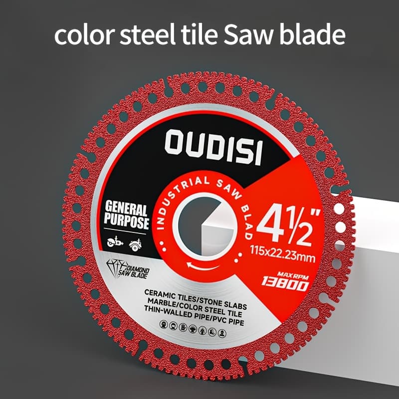 TEMU 1pc Sharp Ceramic Tile Saw Blade, 4-1/2 Inch Cutting Saw Blade-durable And Non-chipping, Suitable For Thin-walled Pipes, Ceramic Tiles, Stone Boards, Marble, Pvc Pipes And Cutting Tools