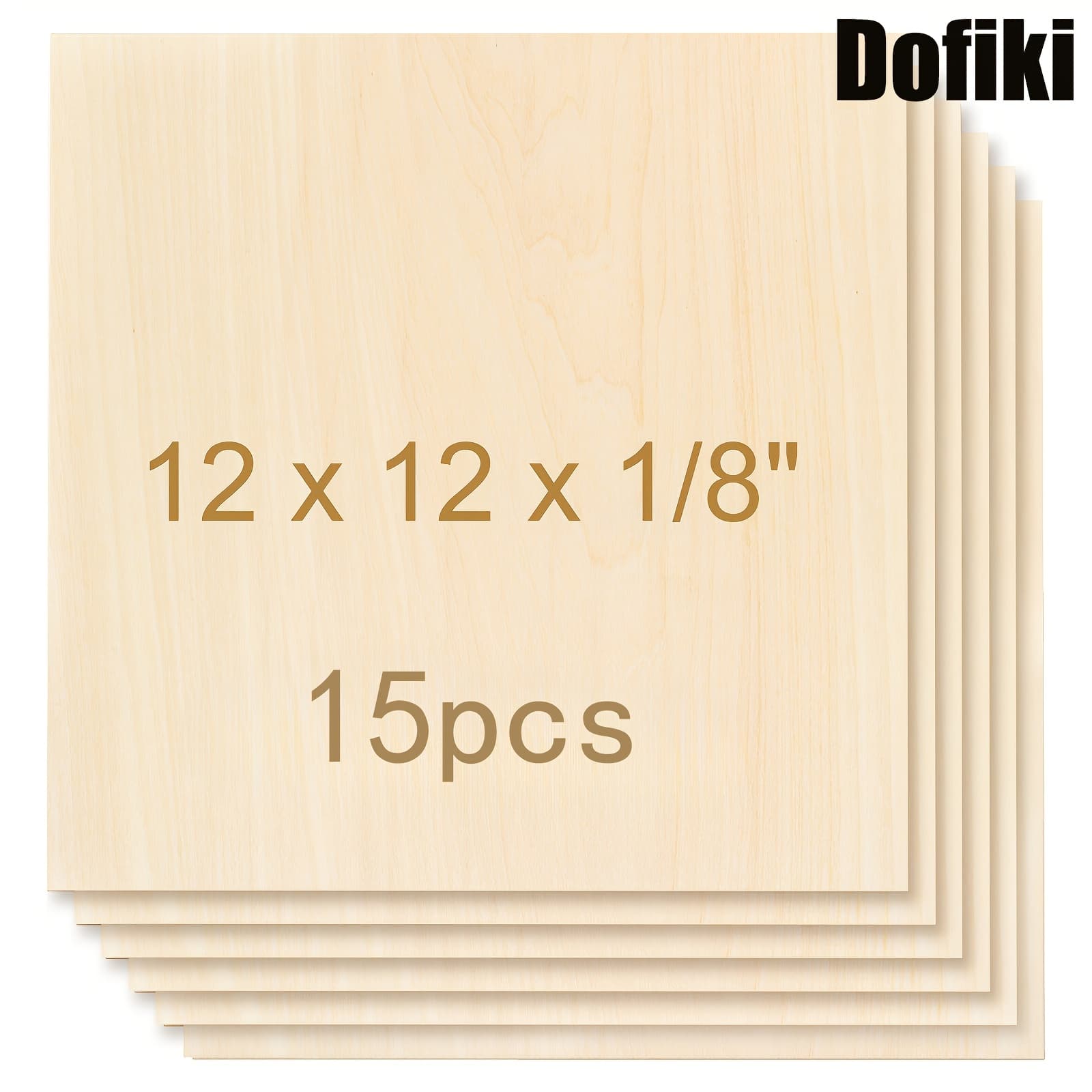 TEMU Dofiki 15pcs 3mm Basswood Plywood 12 X 12 X 1/8 Inches (305x305x3mm) For Home Decoration, Laser Engraving, Crafts, Architectural Model Making, Painting, Diy