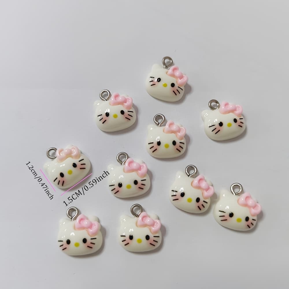 TEMU 10pcs Pink Hellokitty Character Resin Pendant Charms Designs For Diy Necklace Earrings Bracelet Jewelry Making Accessories 15*12mm