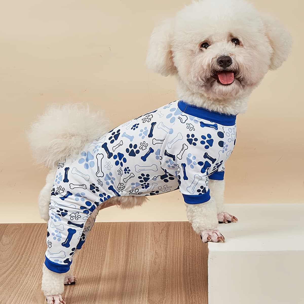 TEMU Adorable Printed Dog Pajamas - Comfy & Breathable Pet Jumpsuit For Small To Medium Breeds, Perfect For All