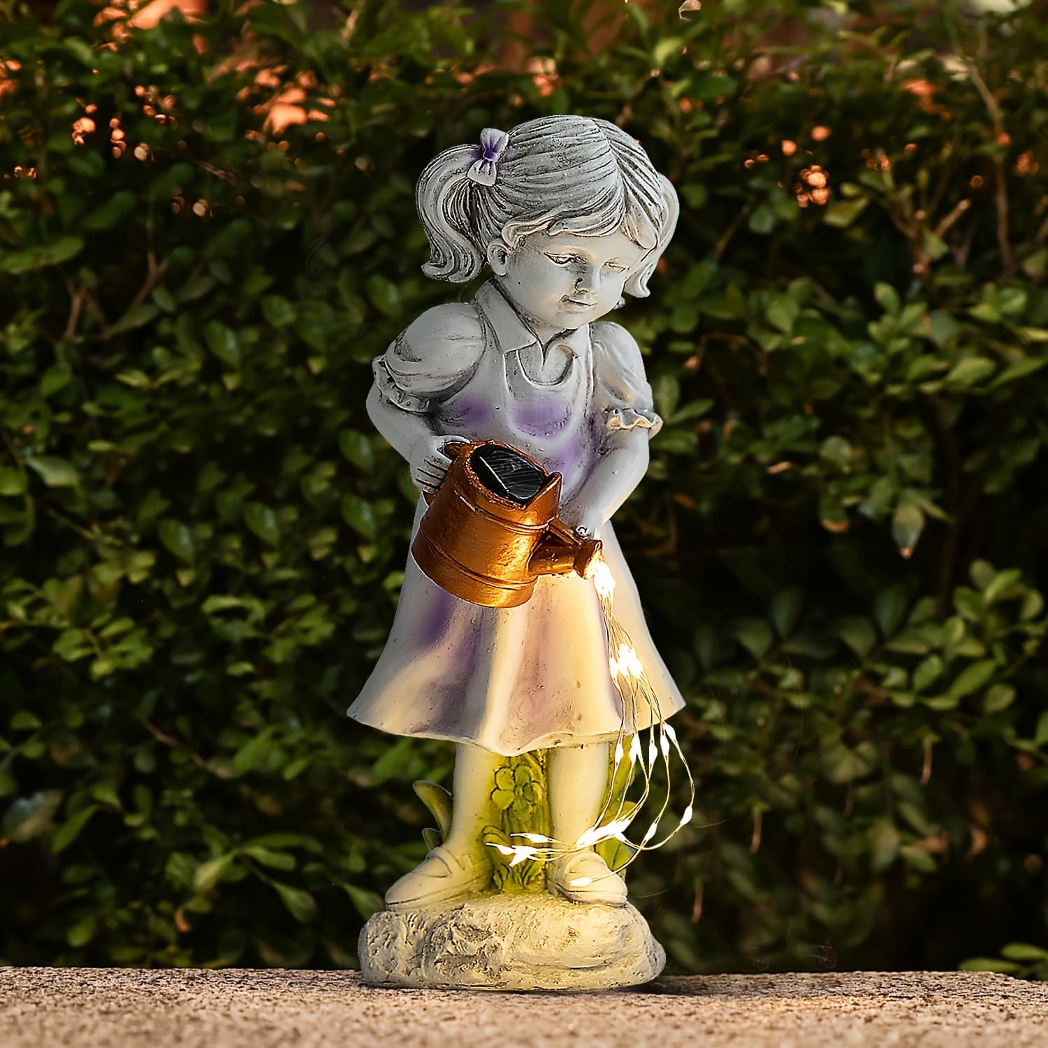 TEMU Cute Resin Art Sculpture Decorative Figurine With Solar Lights For Patio Decoration, Hallway, Balcony Decoration, , Halloween, Christmas Gifts, Best For Christmas