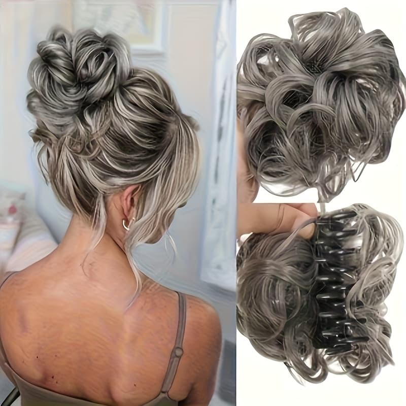 TEMU Lazy Fluffy Flowing Updo - 6-inch Clip-in Ponytail Wig | Volumizing Hair Bun, Fashion Messy Updo Accessory, Quick Hairstyle Renewal, Korean Trendy Item, Valentine's Day Women's Wig