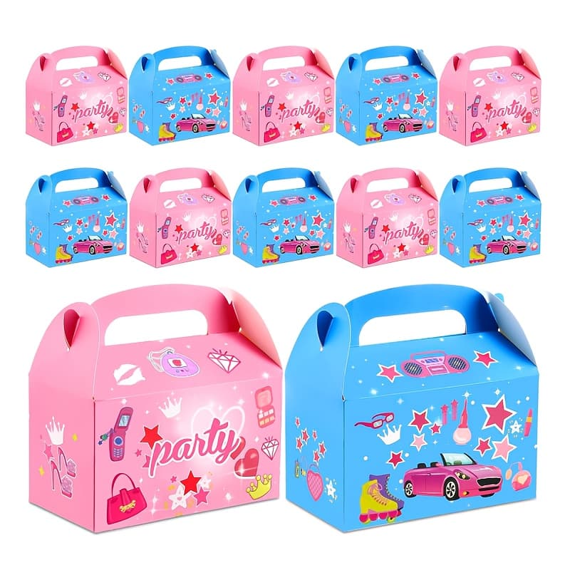 TEMU Party Favors Candy $ Tote Paper Croissant Boxes Goodie Bags Gift Boxes Withhandle For Birthday Party Bridal Shower, 12pcs