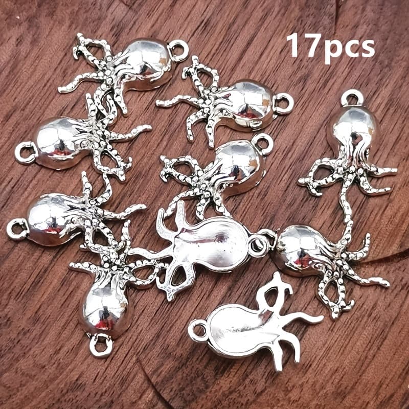 TEMU 17pcs Octopus Charm Pendant, Bohemian Style Jewelry Additions, Handmade Jewelry Making Bracelet, Necklace, Earring Additions 21*15mm