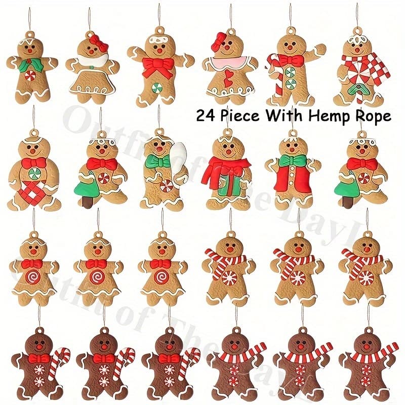 TEMU Set Of 24 Gingerbread Man Ornaments - Hanging Decor For Christmas, Halloween, Easter, And Thanksgiving - No Required, Holiday Charms For Seasonal