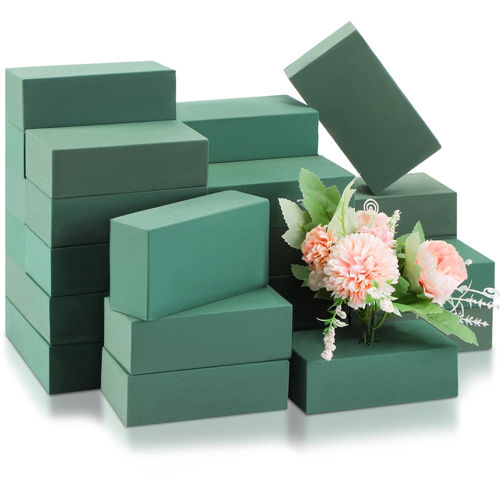 TEMU 30pcs Floral Foam Blocks Foam And Wet Foam Flower Arrangements Supplies Florist Foam Brick For Fresh And Artificial Flowers Craft Plant Filler Decoration, Green