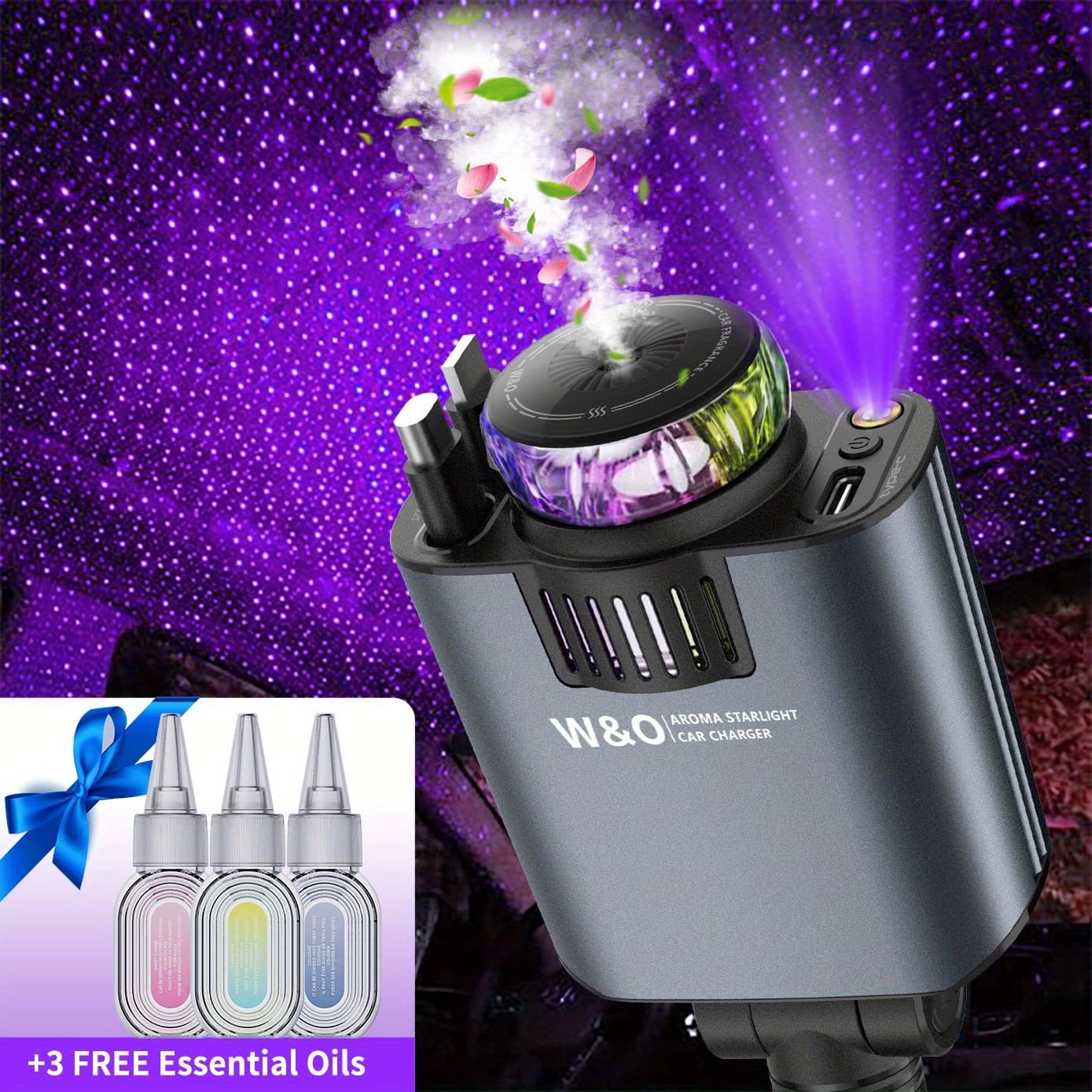 TEMU 120w Super Fast Retractable Car Charger With Star Projector Night Light, Car Atmosphere Light, Fast Charger For Iphone 15/14/13/12/11 And For , Without Battery