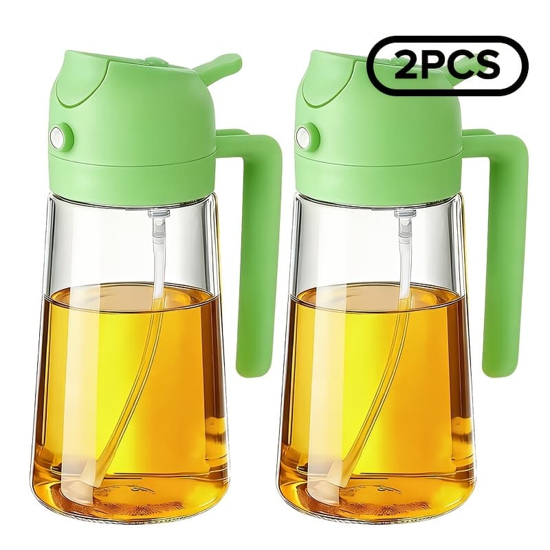 TEMU 2packs 2-in-1 470ml Glass Oil Sprayer-dispenser For Cooking, With Spray & Pour Functions, Food-grade, For Bbq, Air Fryer & Kitchen.