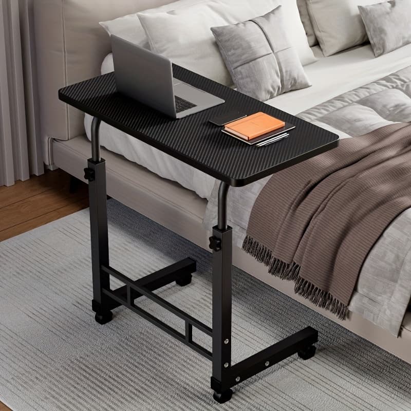 TEMU 8-color Height Adjustable Office Mobile Laptop Desk - Sit To Stand Rolling Office Desk Overbed Table With Wheels, 2-tier Storage Computer Stand For Bed Couch, Home Office Workstation