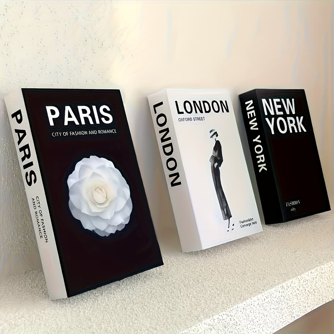 TEMU Set Of 3 Decorative Books Featuring An Paris, London, And New . Modern Minimalist Are Made From High-quality Paper And Are Perfect For Festive Occasions Like Valentine's Day, Thanksgiving
