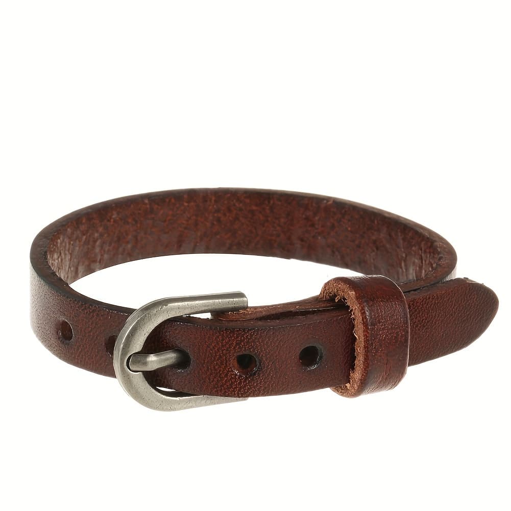 TEMU 1pc Men's Fashion Bracelet With Simple Belt Leather Bracelet For Daily Wear