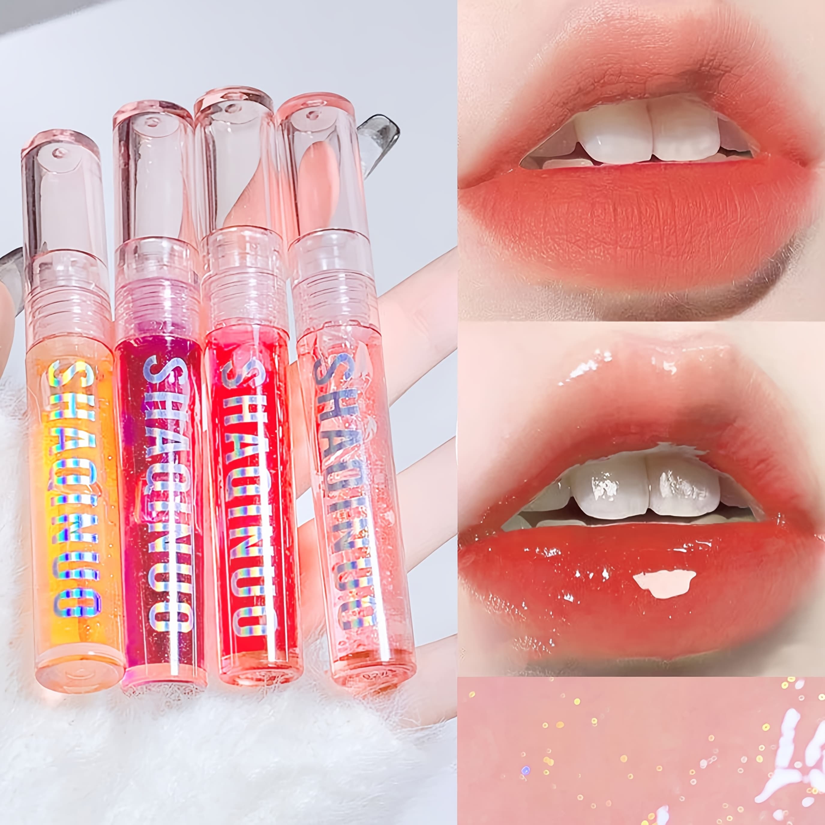 TEMU 4pcs Lip Gloss Set, Glossy Lip Gloss Moisturizes The Lips, Prevents And Lip Gloss, Improves The And Of The Lips, And The Lips Silky And Smooth. Happy As A Valentine's Day Gift.