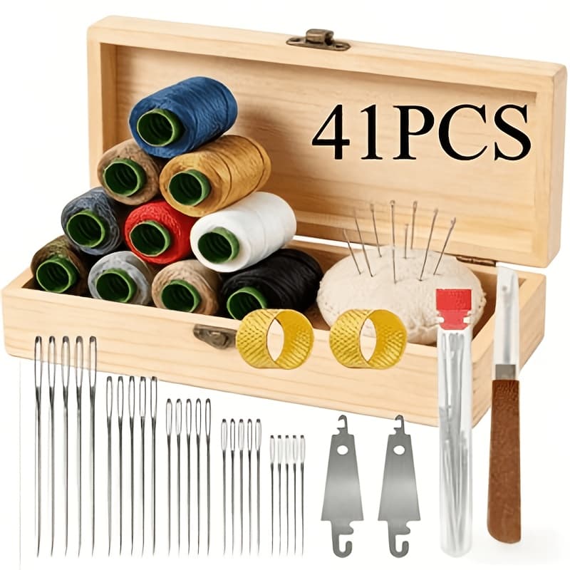 TEMU Value 41pcs Sewing Tool Set Hand Sewing Needle Thimble Portable Storage Home Emergency Sewing Don't Worry