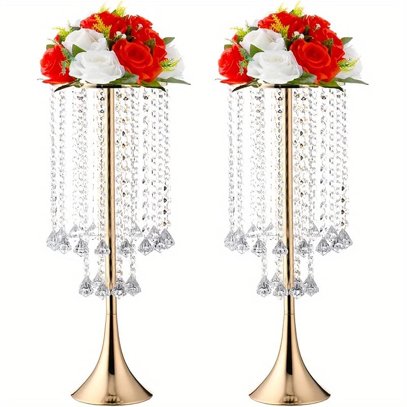 TEMU 2pcs Stand Golden Centerpieces Tall Metal Flower Arrangement Vase For Wedding Party Dinner Event Hotel Home Decor