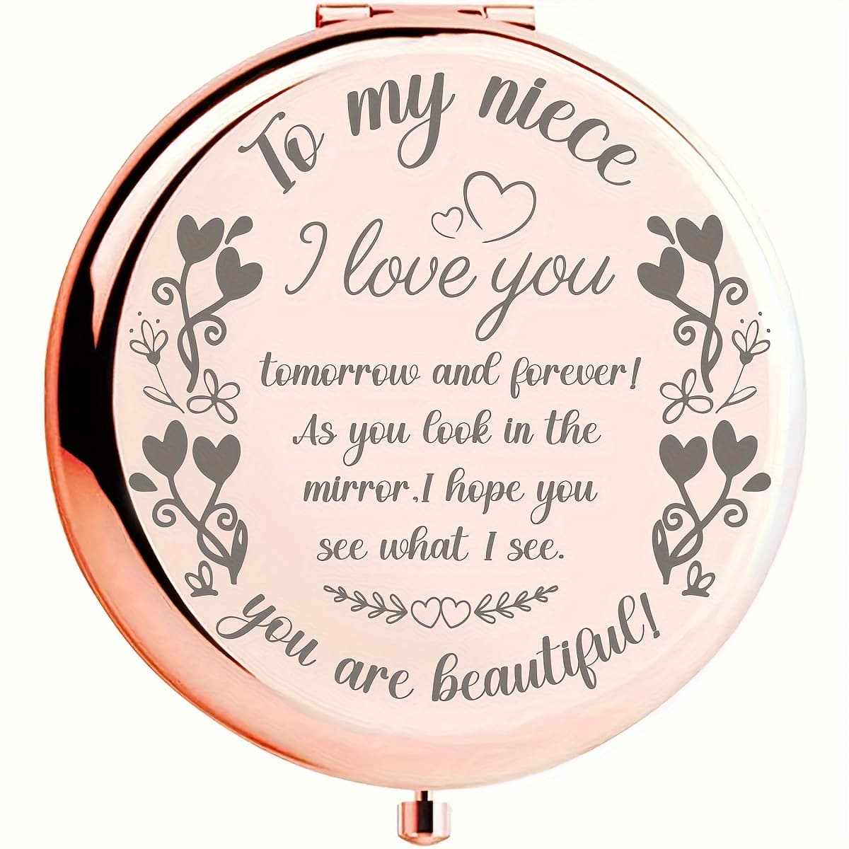 TEMU Slogan Engraved Makeup Mirror As A Gift From Aunt To Niece, Perfect Gift For Birthdays, Graduation Gifts