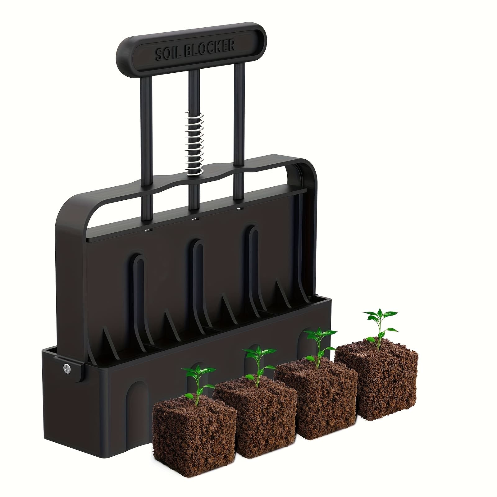 TEMU 1pc Black Lightweight Easy Manual Soil Block Maker With Ergonomic Handle - Gardening Tool For Seed Germination, Plant Cultivation, And Construction - Durable Plastic Molder